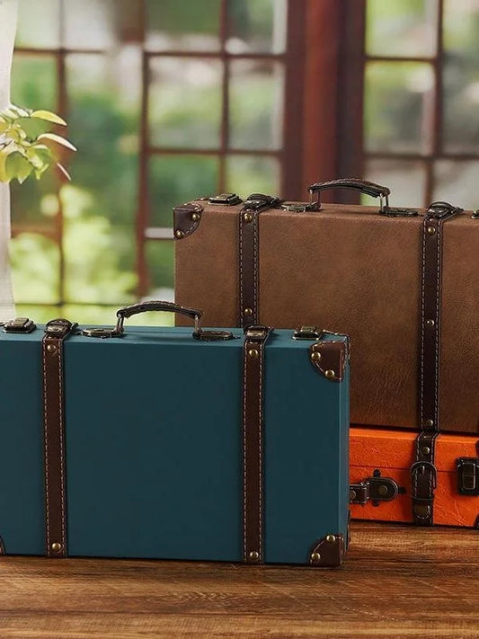 Retro Wooden Storage Box Travel Photography Props Miscellaneous Items Organizer Handheld Case Vintage Suitcase European Style