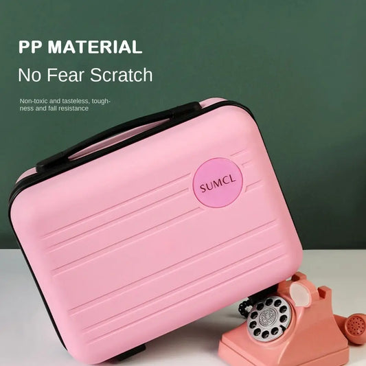 Durable 14 inch Travel Suitcase Large Capacity Scratch-Resistant Cosmetic Case Hard Portable Luggage