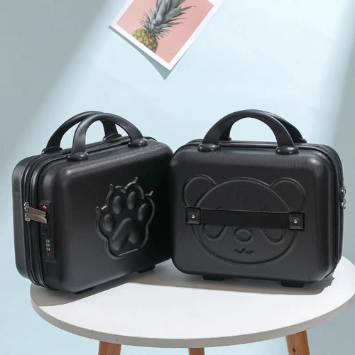 4 Inch Bear Paw Suitcase Box with Handle Password Lo PU Material Single oulder Bag for Men And Women