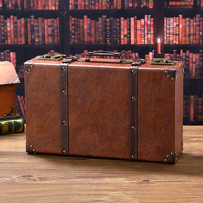 Vintage Suitcase Rectangular Leather Storage Box Photography and Storefront Prop Luggage Wooden Box Travel Suitcases