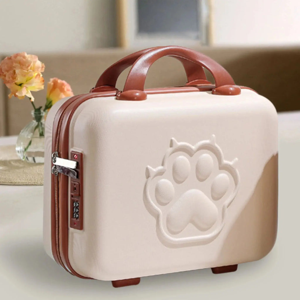 4 Inch Bear Paw Suitcase Box with Handle Password Lo PU Material Single oulder Bag for Men And Women