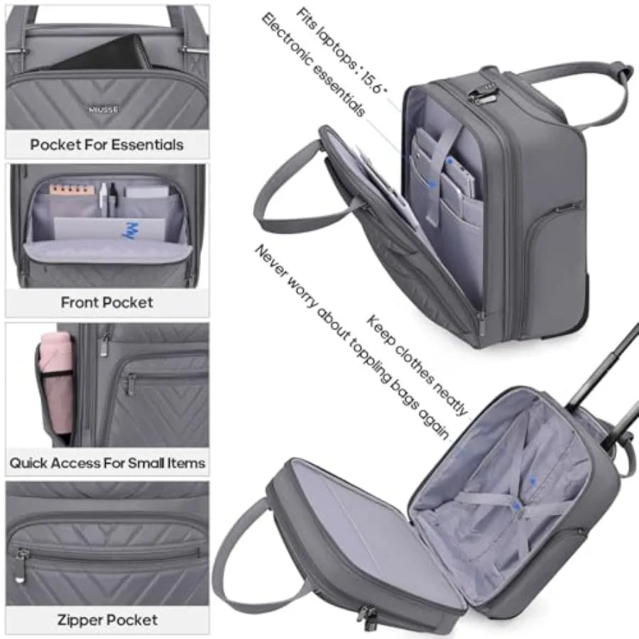 Softside Carry On Luggage With Wheels Airline Approved 16-Inch Carry On Suitcase With Durable Lock Lightweight Underseat Carry-