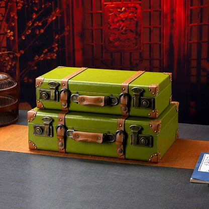 Vintage Suitcase Rectangular Leather Storage Box Photography and Storefront Prop Luggage Wooden Box Travel Suitcases