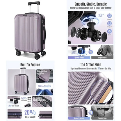 Carry On Luggage 22x14x9 Airle Approved, Durable Hard Shell Carry On Suitcases with Wheels, Expandable Hardside Lightweight Tra