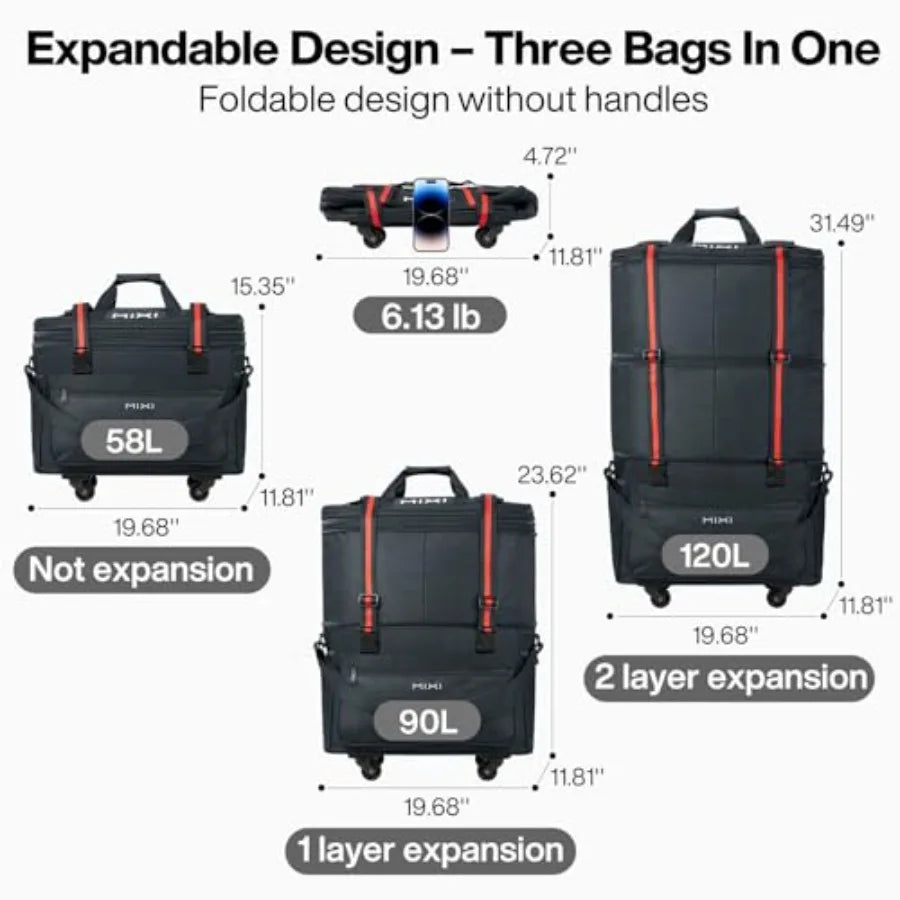 Travel Bag with Wheels Expandable Foldable Luggage Bag Collapsible Rolling Travel Bag Duffel Bag Large Capacity Suitcase for Me