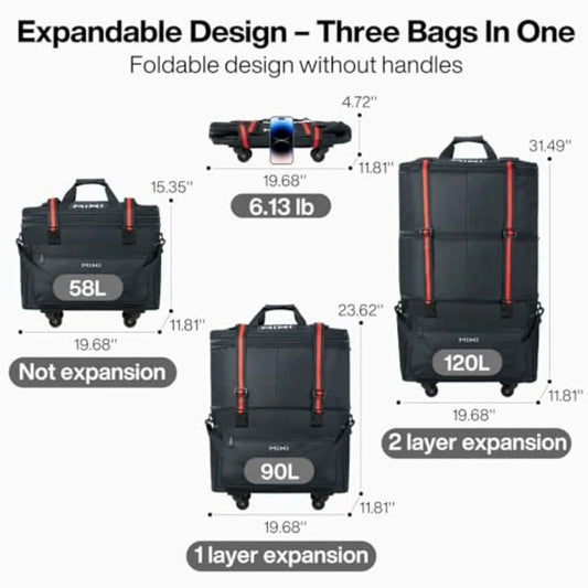 Travel Bag with Wheels Expandable Foldable Luggage Bag Collapsible Rolling Travel Bag Duffel Bag Large Capacity Suitcase for Me